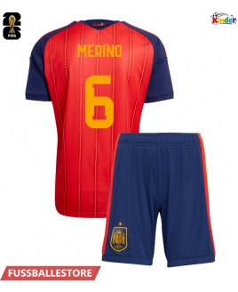 Günstige Spanien Mikel Merino #6 Heimtrikotsatz Kinder WM 2026 Kurzarm (+ Kurze Hosen)